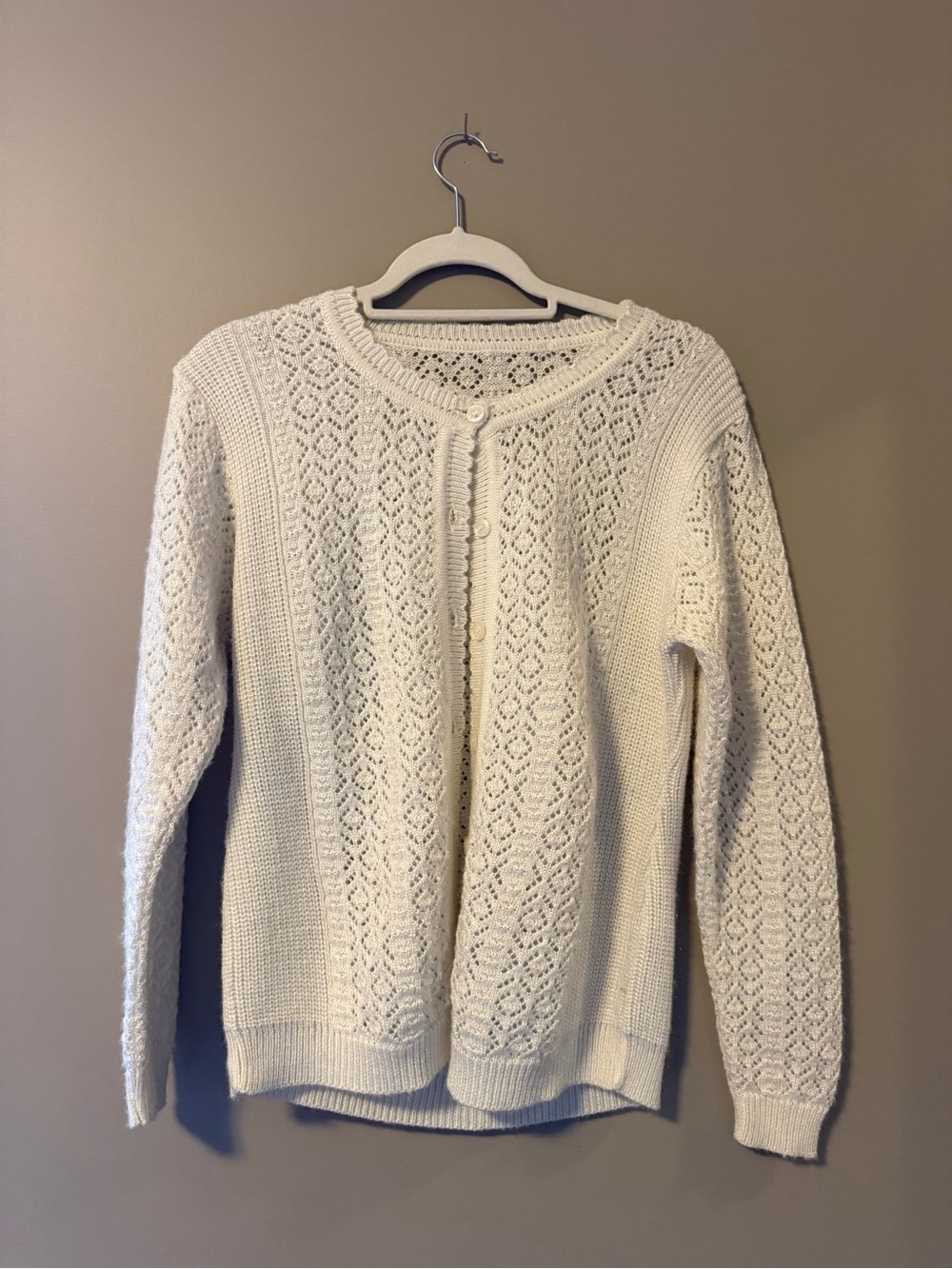 Cream crochet knit cardigan